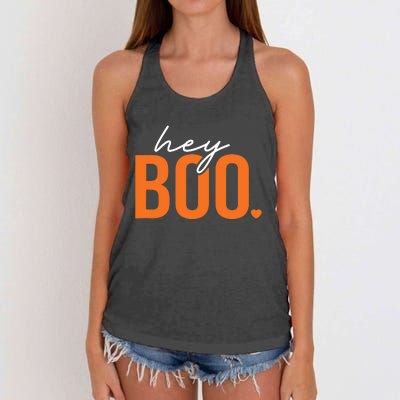 Hey Boo Funny Halloween Pun Ghost Spooky Toddler Women's Knotted Racerback Tank