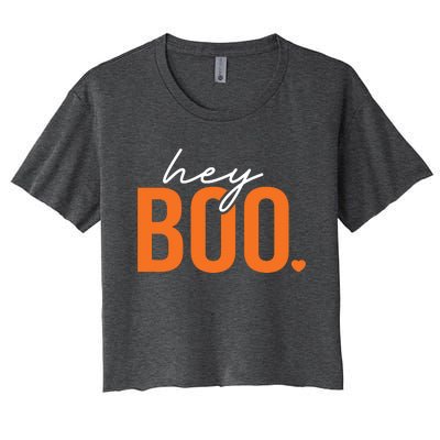 Hey Boo Funny Halloween Pun Ghost Spooky Toddler Women's Crop Top Tee