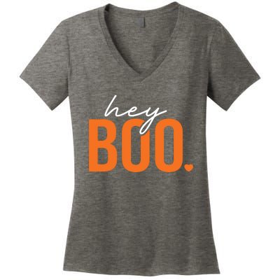 Hey Boo Funny Halloween Pun Ghost Spooky Toddler Women's V-Neck T-Shirt