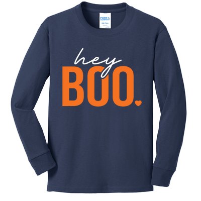 Hey Boo Funny Halloween Pun Ghost Spooky Toddler Kids Long Sleeve Shirt