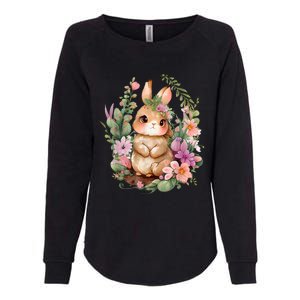 Happy Bunny Flower Graphic Easter Bunny Rabbit Women Womens California Wash Sweatshirt