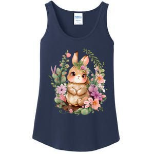 Happy Bunny Flower Graphic Easter Bunny Rabbit Women Ladies Essential Tank