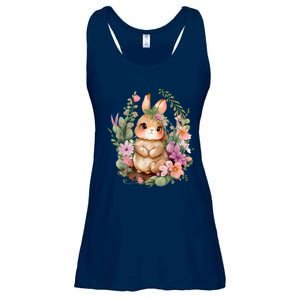 Happy Bunny Flower Graphic Easter Bunny Rabbit Women Ladies Essential Flowy Tank