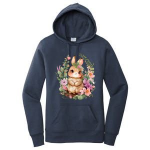 Happy Bunny Flower Graphic Easter Bunny Rabbit Women Women's Pullover Hoodie