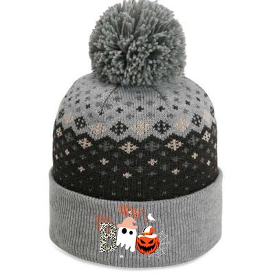 Hey Boo Funny Halloween Cute Ghost Pumpkin The Baniff Cuffed Pom Beanie