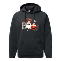 Hey Boo Funny Halloween Cute Ghost Pumpkin Performance Fleece Hoodie