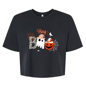 Hey Boo Funny Halloween Cute Ghost Pumpkin Bella+Canvas Jersey Crop Tee