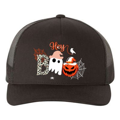 Hey Boo Funny Halloween Cute Ghost Pumpkin Yupoong Adult 5-Panel Trucker Hat