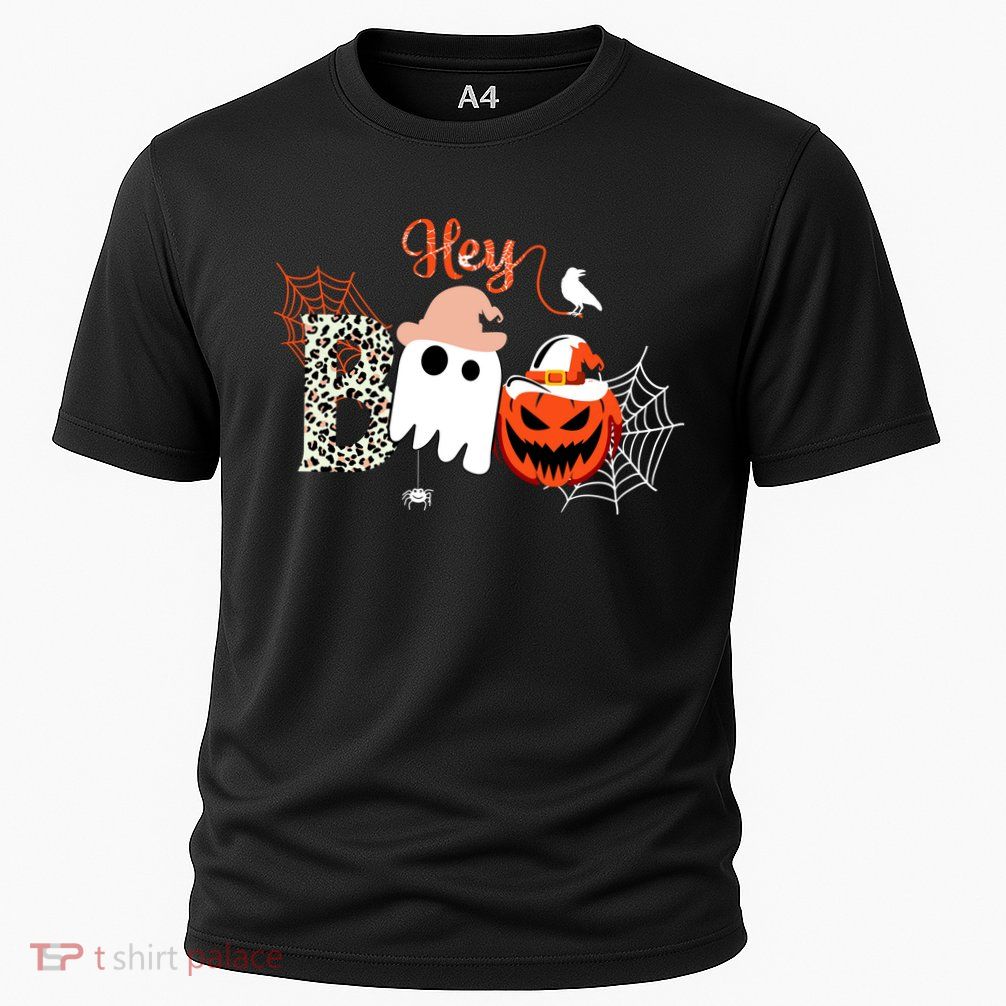 Hey Boo Funny Halloween Cute Ghost Pumpkin Performance Shirt
