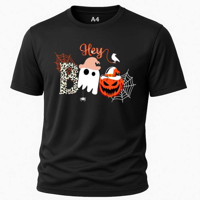 Hey Boo Funny Halloween Cute Ghost Pumpkin Cooling Performance Crew T-Shirt