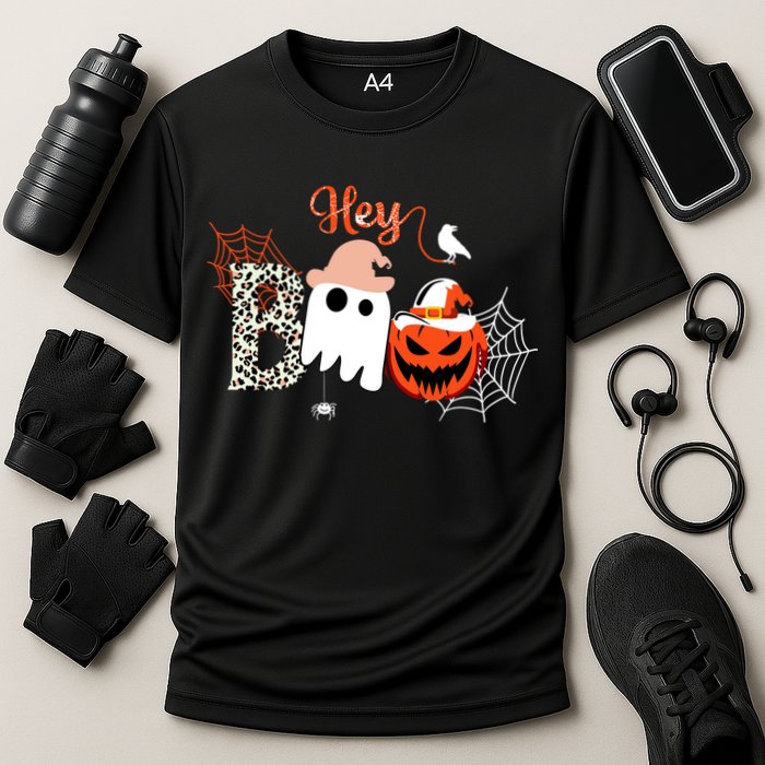 Hey Boo Funny Halloween Cute Ghost Pumpkin Cooling Performance Crew T-Shirt