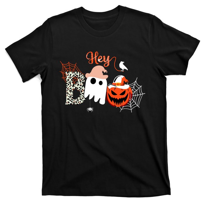 Hey Boo Funny Halloween Cute Ghost Pumpkin T-Shirt