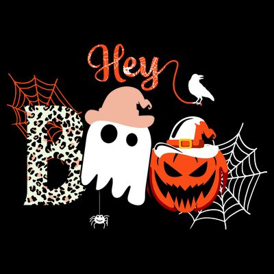 Hey Boo Funny Halloween Cute Ghost Pumpkin T-Shirt