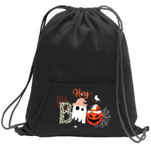 Hey Boo Funny Halloween Cute Ghost Pumpkin Sweatshirt Cinch Pack Bag