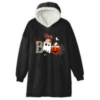 Hey Boo Funny Halloween Cute Ghost Pumpkin Hooded Wearable Blanket