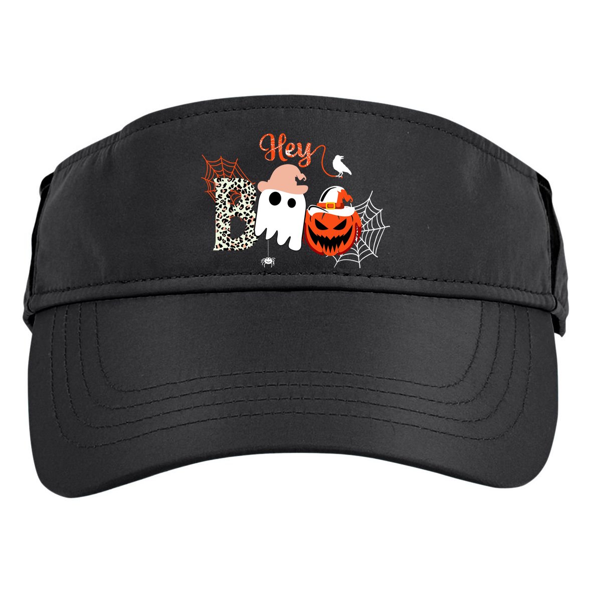 Hey Boo Funny Halloween Cute Ghost Pumpkin Adult Drive Performance Visor