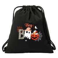 Hey Boo Funny Halloween Cute Ghost Pumpkin Drawstring Bag