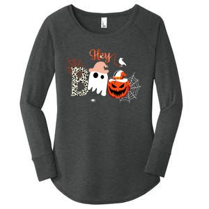 Hey Boo Funny Halloween Cute Ghost Pumpkin Women's Perfect Tri Tunic Long Sleeve Shirt