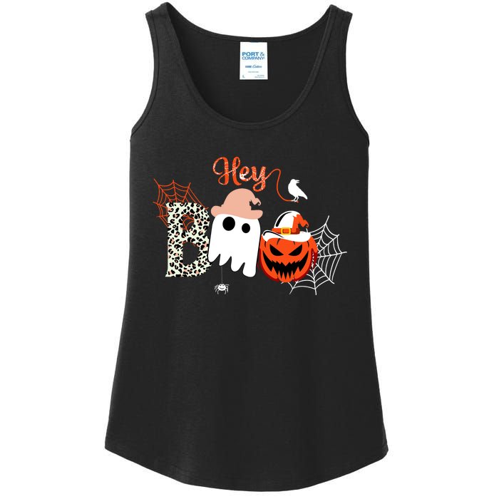 Hey Boo Funny Halloween Cute Ghost Pumpkin Ladies Essential Tank