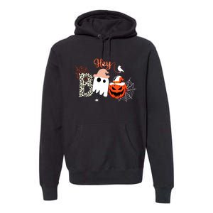 Hey Boo Funny Halloween Cute Ghost Pumpkin Premium Hoodie