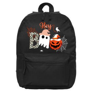 Hey Boo Funny Halloween Cute Ghost Pumpkin 16 in Basic Backpack