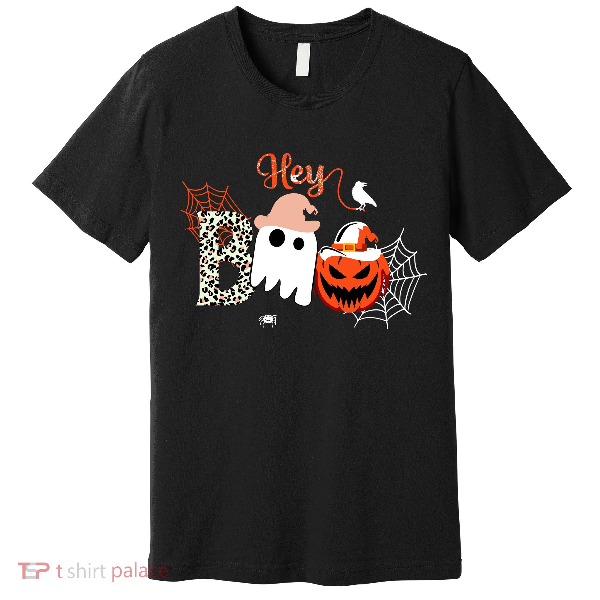 Hey Boo Funny Halloween Cute Ghost Pumpkin Premium T-Shirt