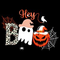 Hey Boo Funny Halloween Cute Ghost Pumpkin Baby Bodysuit