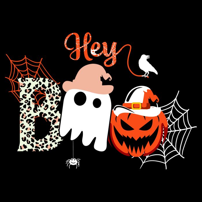 Hey Boo Funny Halloween Cute Ghost Pumpkin Baby Bodysuit