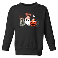 Hey Boo Funny Halloween Cute Ghost Pumpkin Toddler Sweatshirt