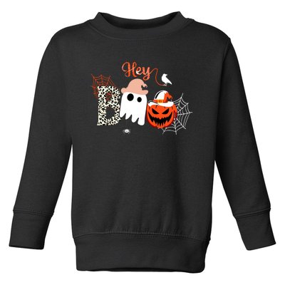 Hey Boo Funny Halloween Cute Ghost Pumpkin Toddler Sweatshirt