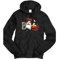 Hey Boo Funny Halloween Cute Ghost Pumpkin Tie Dye Hoodie