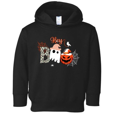 Hey Boo Funny Halloween Cute Ghost Pumpkin Toddler Hoodie