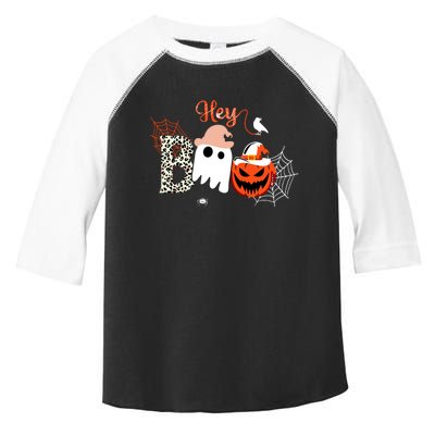 Hey Boo Funny Halloween Cute Ghost Pumpkin Toddler Fine Jersey T-Shirt