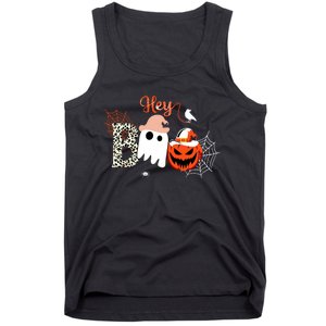 Hey Boo Funny Halloween Cute Ghost Pumpkin Tank Top