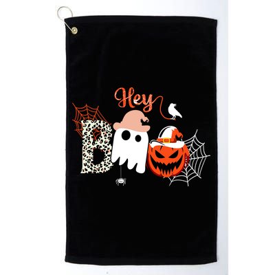 Hey Boo Funny Halloween Cute Ghost Pumpkin Golf Towel