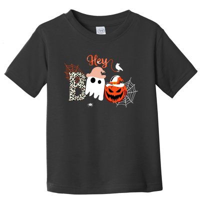 Hey Boo Funny Halloween Cute Ghost Pumpkin Toddler T-Shirt