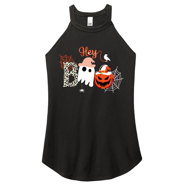 Hey Boo Funny Halloween Cute Ghost Pumpkin Women's Perfect Tri Rocker Tank