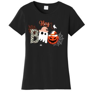 Hey Boo Funny Halloween Cute Ghost Pumpkin Women's T-Shirt