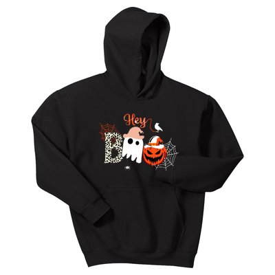 Hey Boo Funny Halloween Cute Ghost Pumpkin Kids Hoodie