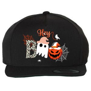 Hey Boo Funny Halloween Cute Ghost Pumpkin Wool Snapback Cap