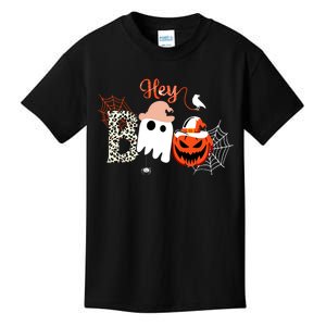 Hey Boo Funny Halloween Cute Ghost Pumpkin Kids T-Shirt