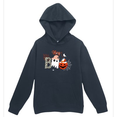 Hey Boo Funny Halloween Cute Ghost Pumpkin Urban Pullover Hoodie