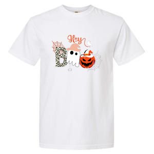 Hey Boo Funny Halloween Cute Ghost Pumpkin Garment-Dyed Heavyweight T-Shirt