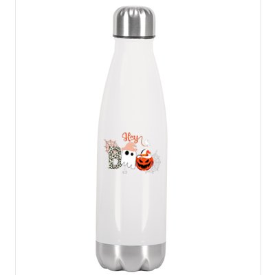 Hey Boo Funny Halloween Cute Ghost Pumpkin Stainless Steel Insulated Water Bottle