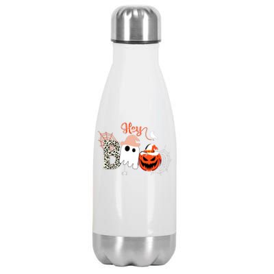 Hey Boo Funny Halloween Cute Ghost Pumpkin Stainless Steel Insulated Water Bottle