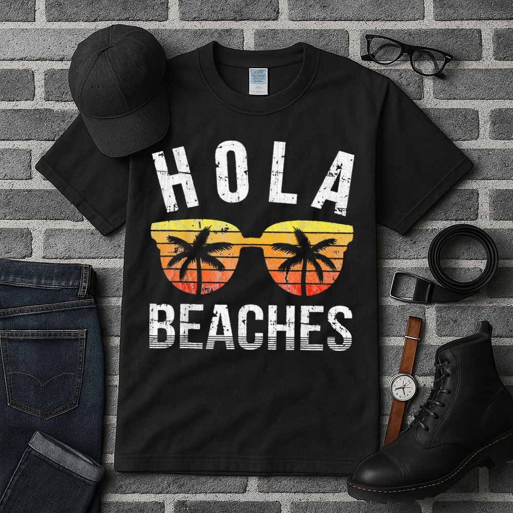 Hola Beaches Funny Beach Vacation Tall T-Shirt