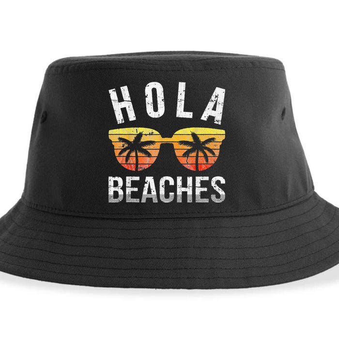 Hola Beaches Funny Beach Vacation Sustainable Bucket Hat