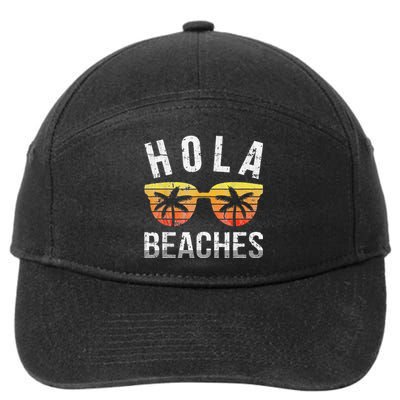 Hola Beaches Funny Beach Vacation 7-Panel Snapback Hat