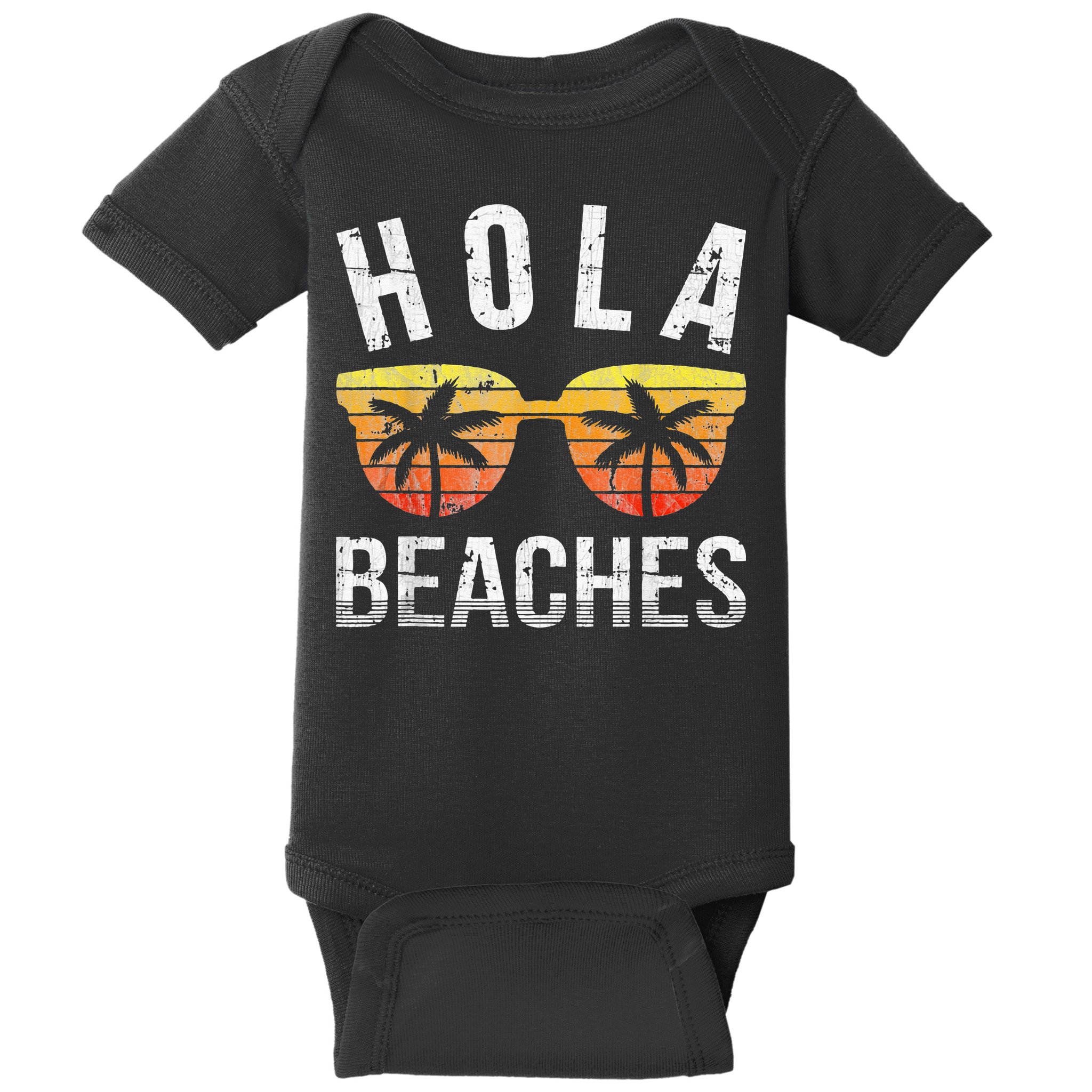 Hola Beaches Funny Beach Vacation Baby Bodysuit