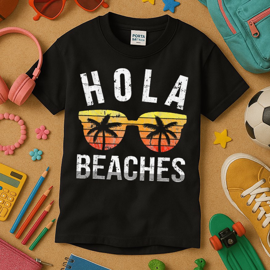Hola Beaches Funny Beach Vacation Kids T-Shirt